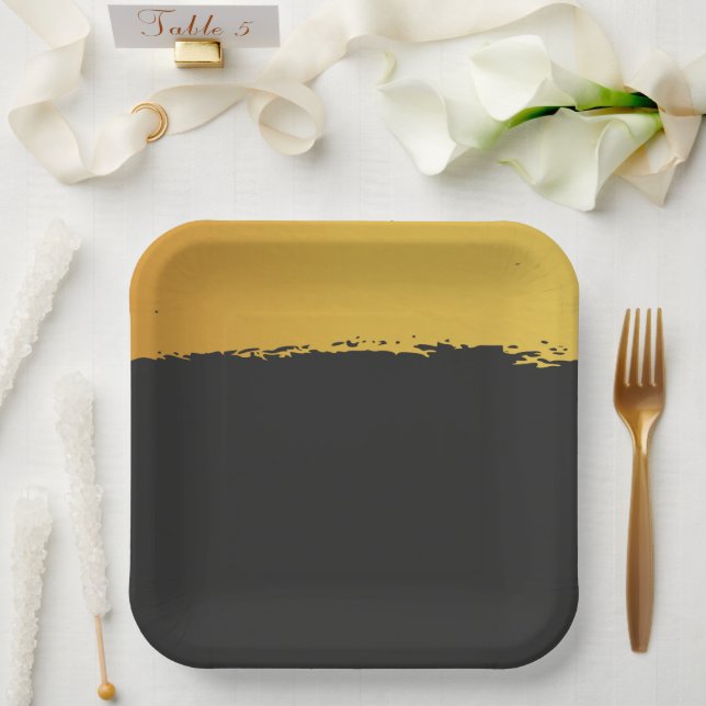 Midnight Gold Wedding Paper Plate (Wedding)
