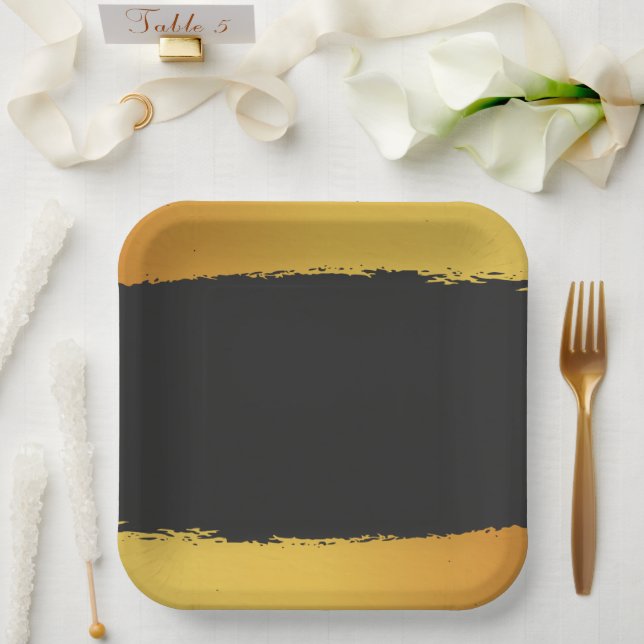 Midnight Gold Wedding Paper Plate (Wedding)