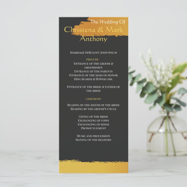 Midnight Gold Wedding Program (Standing Front)