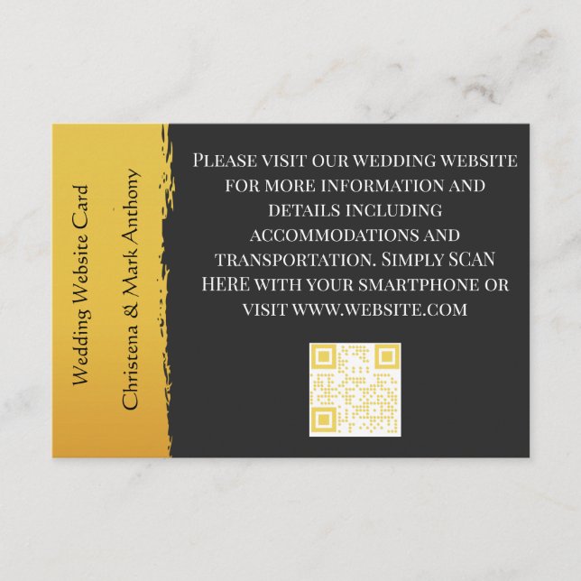 Midnight Gold Wedding Website Enclosure Cards (Front)