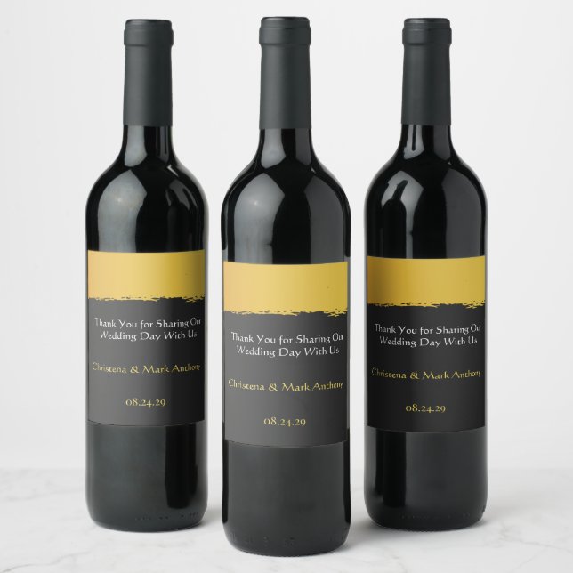 Midnight Gold Wedding  Wine Label (Bottles)