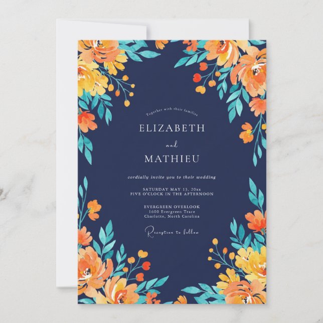 Midnight Golden Painted Wedding Invitation (Front)