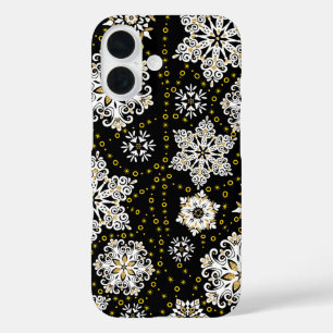 Midnight Golden Snowflakes Glam iPhone 16 Case