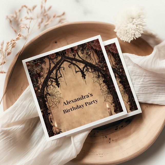 Midnight Gothic Cathedral Birthday Napkin (Creator Uploaded)
