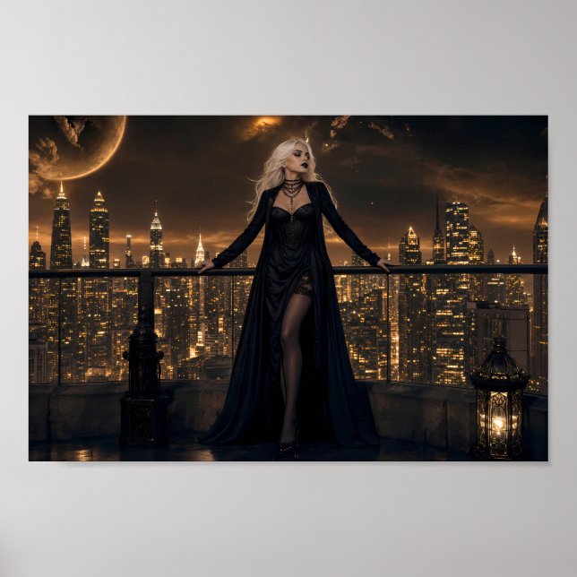 Midnight Gothic Skyline Dreamscape Poster (Front)