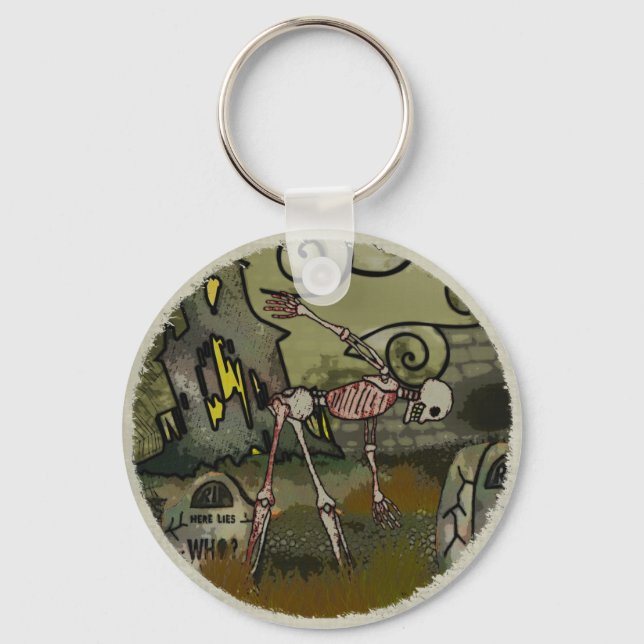 Midnight Graveyard Whimsical Key Ring (Front)