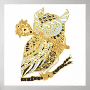 Midnight Great Horned Owl Foil Prints