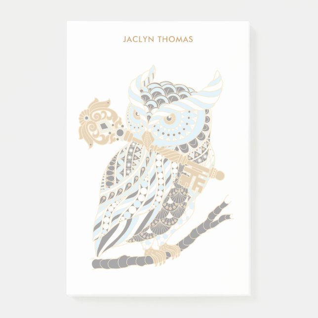 Midnight Great Horned Owl Personalised Post-it Notes (Front)