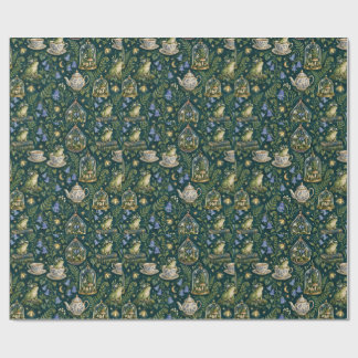 Midnight Greenhouse Frog Tea Party Wrapping Paper