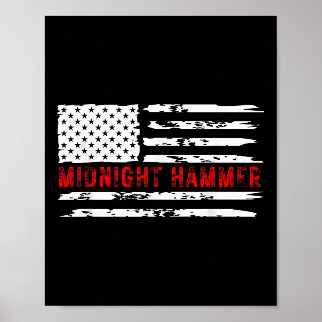 Midnight Hammer B-2 Stealth Jet Usa Flag  Poster (Front)