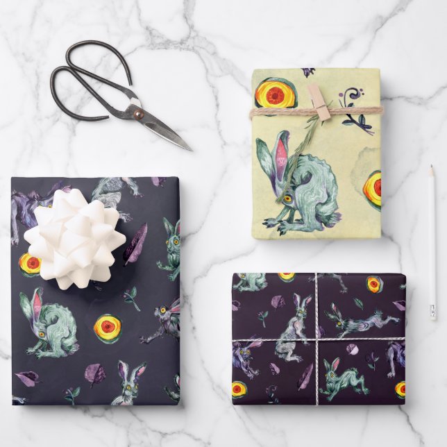 Midnight Hare Magic Wrapping Paper Set (Front)