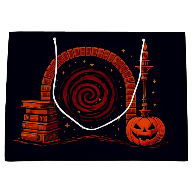Midnight Hearth Mediaeval-Orange and black Large Gift Bag (Front)