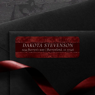 Midnight Henna Romance   Red Satiny Grunge Address Return Address Label