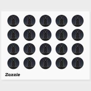 Midnight Hopper: Personalised Rabbit Silhouette  Classic Round Sticker