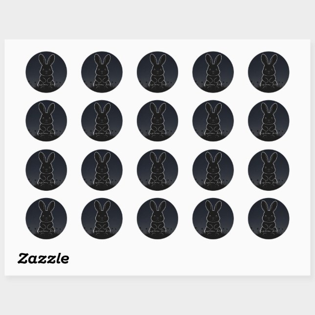 Midnight Hopper: Personalised Rabbit Silhouette  Classic Round Sticker (Sheet)