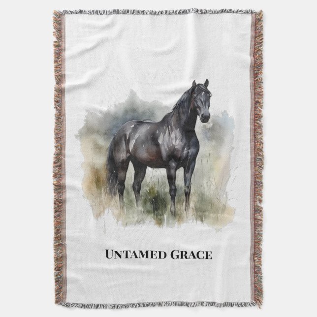 Midnight Horse Ranch Cosy Decor Throw Blanket (Front Vertical)