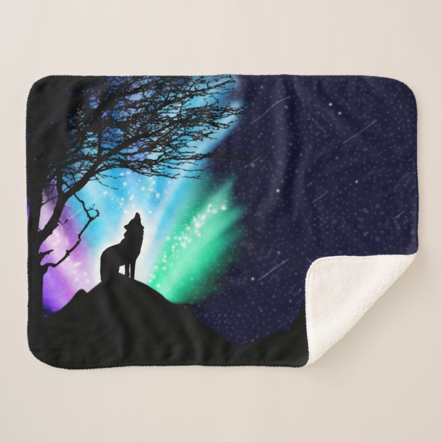 Midnight Howl Sherpa Blanket (Front (Horizontal))
