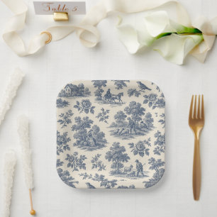 Midnight in the Meadow – Blue Toile Paper Plates