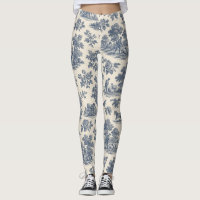 Midnight in the Meadow – Blue Toile Pattern Leggin