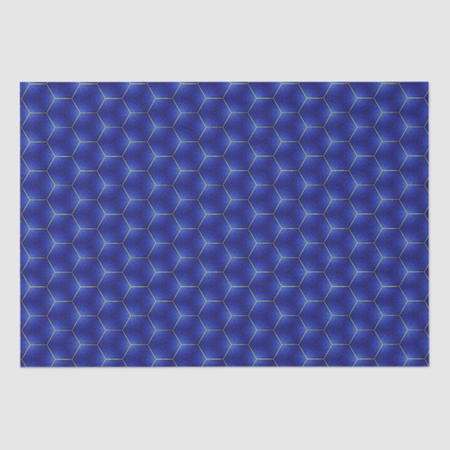 Midnight Indigo and Gold Geometric Design   Tissue Paper (Front)