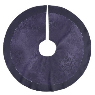Midnight Indigo Romance   Satiny Grunge Damask Brushed Polyester Tree Skirt