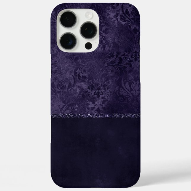 Midnight Indigo Romance | Satiny Grunge Damask Case-Mate iPhone Case (Back)