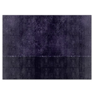 Midnight Indigo Romance Satiny Grunge Damask Cutting Board