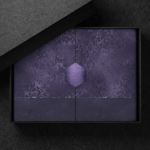 Midnight Indigo Romance Satiny Grunge Damask Tissue Paper