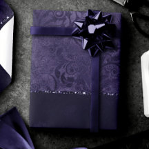 Midnight Indigo Romance | Satiny Grunge Damask