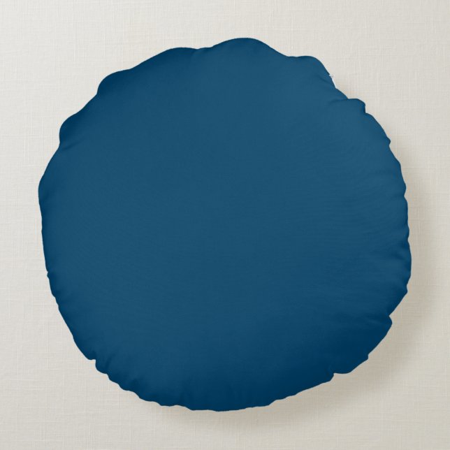 Midnight Indigo Solid Colour Round Cushion (Back)