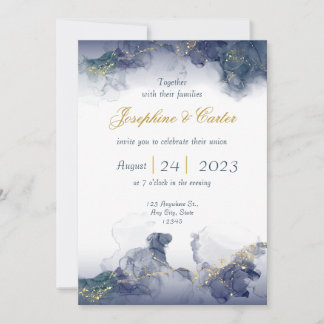 Midnight Ink & Gold Wedding Invitation