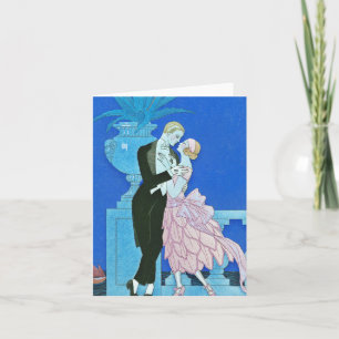 Midnight Kiss Art Deco Note Card