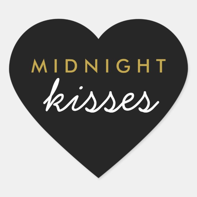 Midnight Kisses Wedding Party Sticker Black Gold (Front)