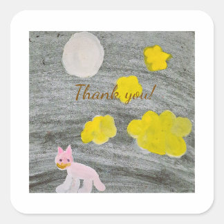 Midnight Kitty Adventure Square Sticker