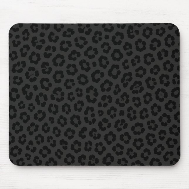 Midnight Leopard Print Animal Spot Pattern Mouse Pad (Front)