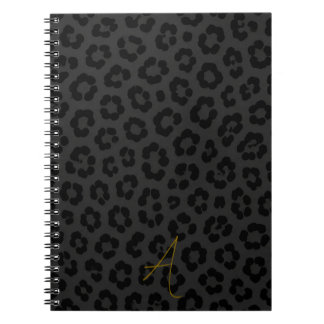 Midnight Leopard Print Animal Spot Pattern Notebook