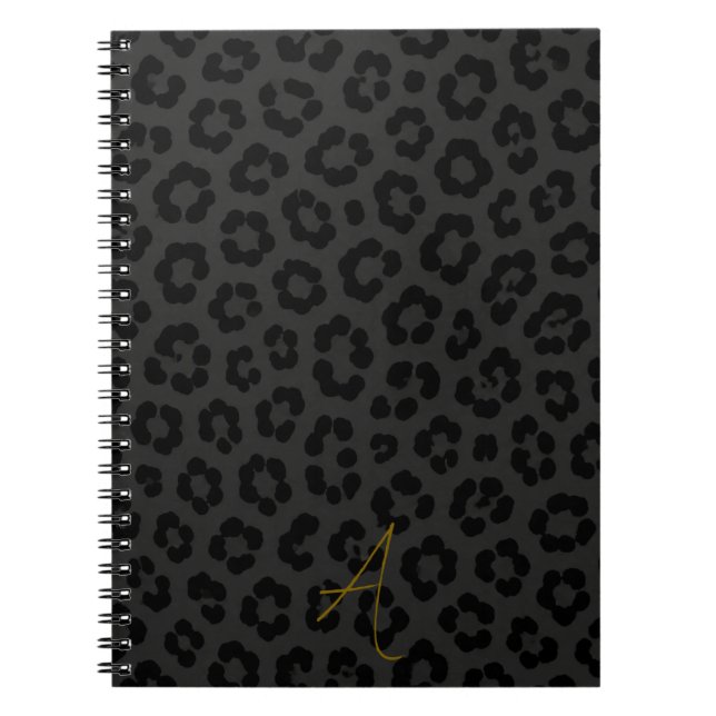 Midnight Leopard Print Animal Spot Pattern Notebook (Front)