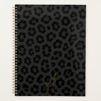 Midnight Leopard Print Animal Spot Pattern Planner