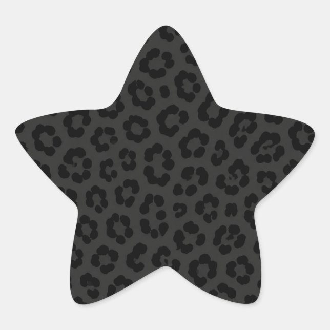 Midnight Leopard Print Animal Spot Pattern Star Sticker (Front)