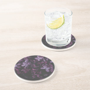 Midnight Lilac Reverie Sandstone Coaster