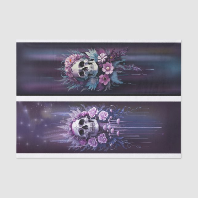 Midnight Macabre, Stunning Gothic Skull in Plum Tissue Paper (Front)