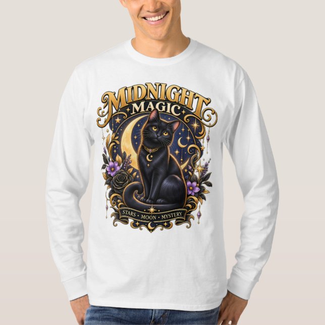 Midnight Magic Black Cat T-Shirt | (Front)