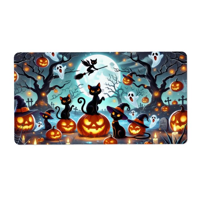 Midnight Magic: Black Cats & Pumpkins Halloween  (Front)
