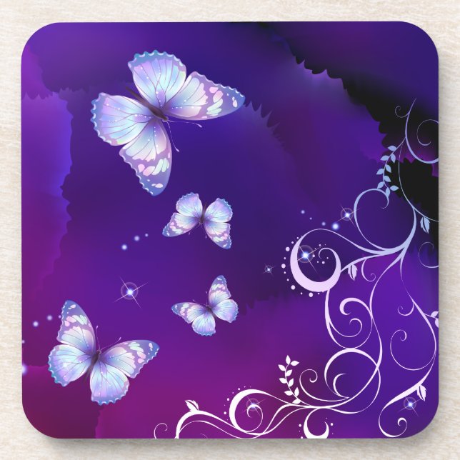 Midnight Magic Butterflies Coaster (Front)