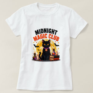 Midnight Magic Club Black Cat Halloween Magic T-Shirt