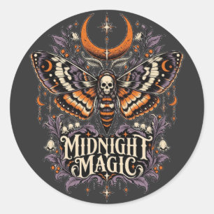 Midnight Magic Death Head Moth Classic Round Sticker