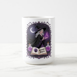 Midnight Magick Illustration of a Young Witch Coffee Mug