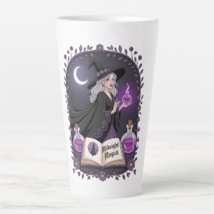 Midnight Magick Illustration of a Young Witch Latte Mug