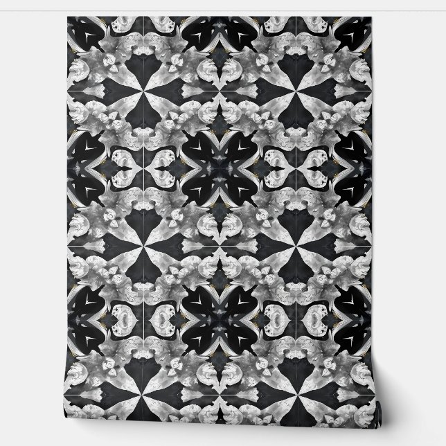 Midnight Marble Mandala: Luxe Geometric Wallpaper (Unrolling)