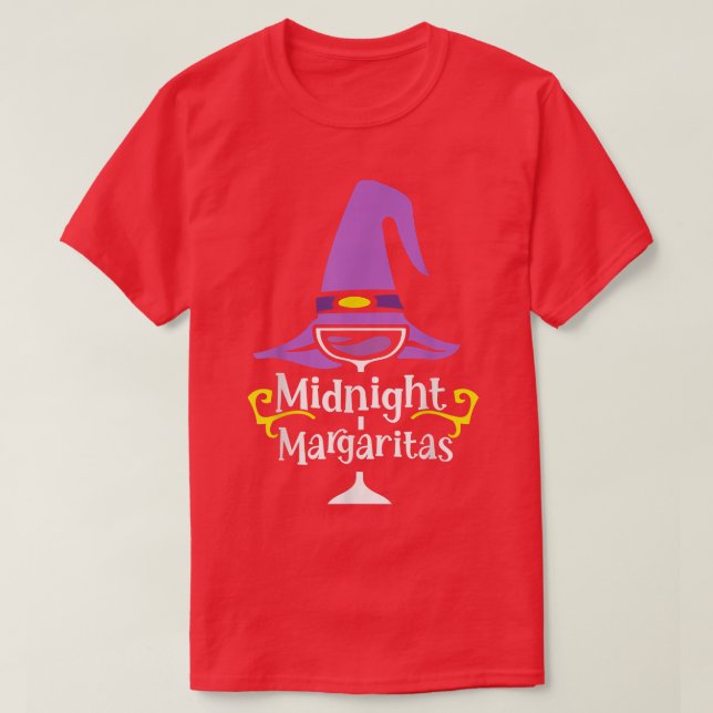 Midnight Margaritas Witch Halloween Drinking  T-Shirt (Design Front)